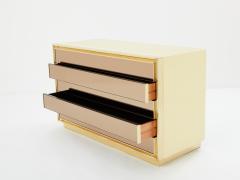 Maison Jansen Maison Jansen cream lacquer brass mirrored chest of drawers 1970s - 3487258