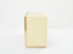 Maison Jansen Maison Jansen cream lacquer brass mirrored chest of drawers 1970s - 3487268