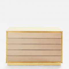 Maison Jansen Maison Jansen cream lacquer brass mirrored chest of drawers 1970s - 3490312