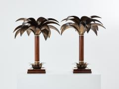Maison Jansen Maison Jansen early palm tree lamps mahogany bronze 1960 - 3558185