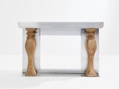 Maison Jansen Maison Jansen fireplace mantel brushed steel and carved stone 1968 - 4124726