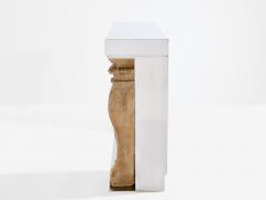 Maison Jansen Maison Jansen fireplace mantel brushed steel and carved stone 1968 - 4124734