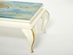 Maison Jansen Maison Jansen gilded wood painted glass top coffee table 1950 - 2927475