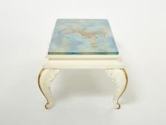 Maison Jansen Maison Jansen gilded wood painted glass top coffee table 1950 - 2927478