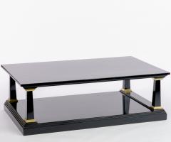 Maison Jansen Maison Jansen longest spectacular 2 tiers black and gold leaf coffee table - 1649168