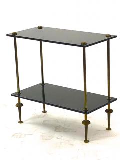 Maison Jansen Maison Jansen pair of 2 tier side table in black opaline and bronze - 921869