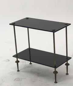 Maison Jansen Maison Jansen pair of 2 tier side table in black opaline and bronze - 921872