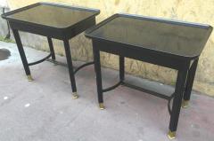 Maison Jansen Maison Jansen pair of black lacquered refined side tables - 2141279