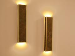 Maison Jansen Maison Jansen pair of brass and decorative glass wall lights 1970 - 4265493