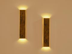 Maison Jansen Maison Jansen pair of brass and decorative glass wall lights 1970 - 4265494