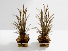 Maison Jansen Maison Jansen pair of brass reeds water lilies floor lamps 1970s - 4195531