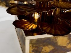 Maison Jansen Maison Jansen pair of brass reeds water lilies floor lamps 1970s - 4195538