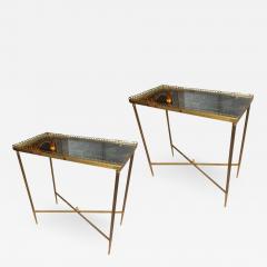 Maison Jansen Maison Jansen pair of refined gold bronze 2 tier side tables - 1032584