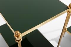 Maison Jansen Maison Jansen pair of two tier side tables brass green lacquer 1970s - 4410097