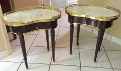 Maison Jansen Maison Jansen rarest kidney shaped pair of refined gold bronze side tables - 1478115