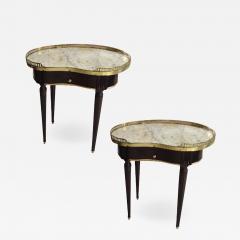 Maison Jansen Maison Jansen rarest kidney shaped pair of refined gold bronze side tables - 1482093