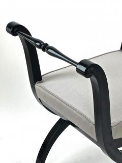Maison Jansen Maison Jansen refined harp shaped of black lacquered stool - 4590599