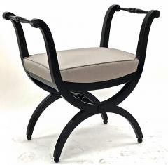 Maison Jansen Maison Jansen refined harp shaped of black lacquered stool - 4590673