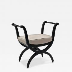 Maison Jansen Maison Jansen refined harp shaped of black lacquered stool - 4590674
