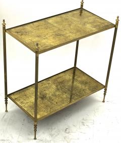 Maison Jansen Maison Jansen refined pair of 2 tier coffee table with gold leaf glass shelves - 943033