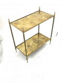 Maison Jansen Maison Jansen refined pair of 2 tier coffee table with gold leaf glass shelves - 943044