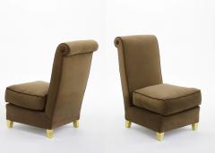 Maison Jansen Maison Jansen refined pair of slipper chairs with gold leaf legs - 832484