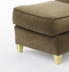 Maison Jansen Maison Jansen refined pair of slipper chairs with gold leaf legs - 832495