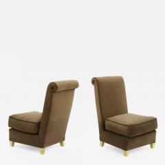 Maison Jansen Maison Jansen refined pair of slipper chairs with gold leaf legs - 834557