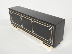 Maison Jansen Maison Jansen sideboard brass black lacquered shell inlays 1970s - 2262472