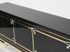 Maison Jansen Maison Jansen sideboard brass black lacquered shell inlays 1970s - 2262477