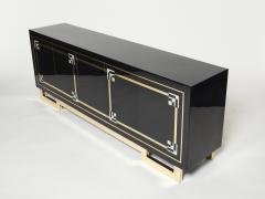 Maison Jansen Maison Jansen sideboard brass black lacquered shell inlays 1970s - 2262479