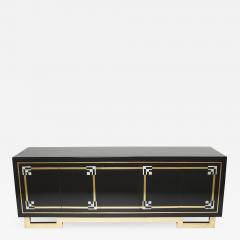 Maison Jansen Maison Jansen sideboard brass black lacquered shell inlays 1970s - 2266768