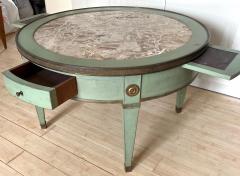 Maison Jansen Maison Jansen stamped rarest green patina coffee table with a marble top - 2564797