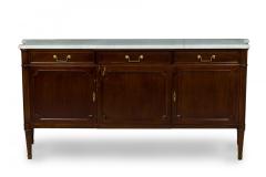 Maison Jansen Mid Century French 3 Drawer Shaped Chest with White Marble Top - 4626164