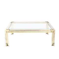 Maison Jansen Mid Century Rectilinear Brass Lucite Glass Top Cocktail Table by Maison Jansen - 4720020