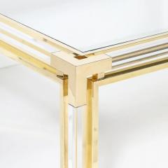 Maison Jansen Mid Century Rectilinear Brass Lucite Glass Top Cocktail Table by Maison Jansen - 4720022