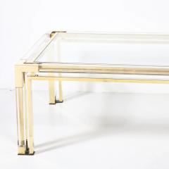 Maison Jansen Mid Century Rectilinear Brass Lucite Glass Top Cocktail Table by Maison Jansen - 4720023
