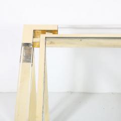 Maison Jansen Mid Century Rectilinear Brass Lucite Glass Top Cocktail Table by Maison Jansen - 4720024