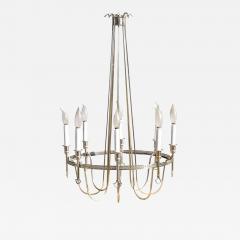 Maison Jansen Minimalist Stainless Steel Chandelier Att to Maison Jansen France 1970s - 2530195