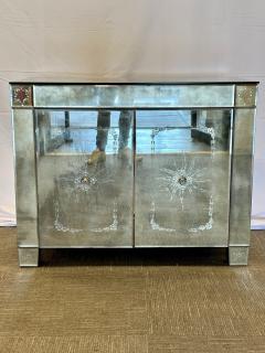 Maison Jansen Mirrored Cabinet Commode Verre Eglomise Mid Century Modern - 2837563