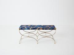 Maison Jansen Neoclassical steel brass curule bench by Maison Jansen 1960s - 3244054