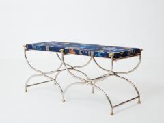 Maison Jansen Neoclassical steel brass curule bench by Maison Jansen 1960s - 3244058