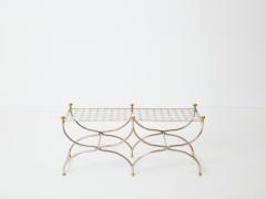 Maison Jansen Neoclassical steel brass curule bench by Maison Jansen 1960s - 3244062