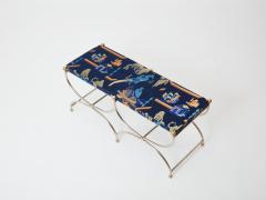 Maison Jansen Neoclassical steel brass curule bench by Maison Jansen 1960s - 3244065