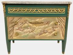 Maison Jansen Paint Decorated Hollywood Regency Marble Top Commodes Manner of M Jansen Pair - 2991778