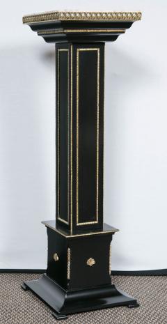 Maison Jansen Pair Bronze Mounted Ebonized Pedestals by Maison Jansen With White Marble Tops - 3010741