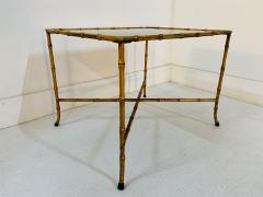 Maison Jansen Pair French Gilt Iron Faux Bamboo Side Tables - 1170574