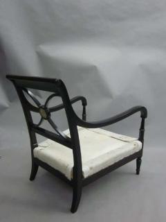 Maison Jansen Pair French Mid Century Modern Neoclassical Wood Lounge Chairs by Maison Jansen - 1799604