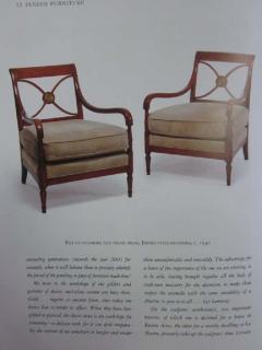 Maison Jansen Pair French Mid Century Modern Neoclassical Wood Lounge Chairs by Maison Jansen - 1799614