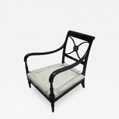 Maison Jansen Pair French Mid Century Modern Neoclassical Wood Lounge Chairs by Maison Jansen - 1802970